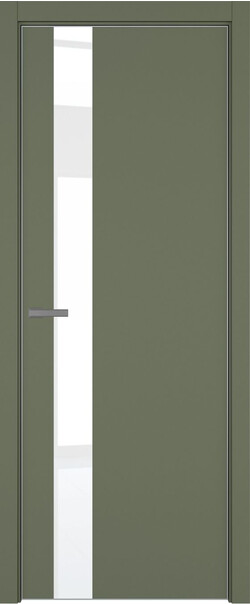 Межкомнатная дверь  ART Lite H3 ДО, массив + МДФ, эмаль, 800*2000, Цвет: Оливковая эмаль, Lacobel White Pure