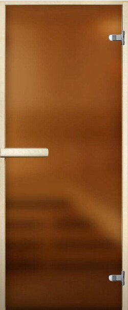 Дверь для бани и сауны  Пуховичиавтосемь Дверь д/сауны О с защелкой, закаленное стекло, 690*1900, бронза матовое