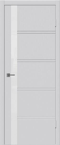 Межкомнатная дверь  Winter Бостон ДО, массив + МДФ, эмаль, 800*2000, Цвет: Светло-серая эмаль, Lacobel белый лак