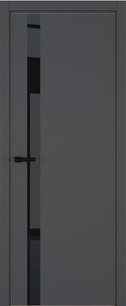 Межкомнатная дверь  ART Lite H2 ДО, массив + МДФ, эмаль, 800*2000, Цвет: Темно-серая эмаль, Lacobel черный лак