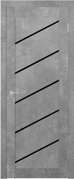 Межкомнатная дверь  STARK ST7 ДО, массив + МДФ, экошпон на основе ПВХ, 800*2000, Цвет: Бетон светлый, Lacobel черный лак