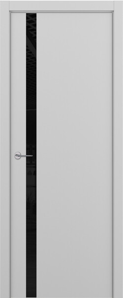 Межкомнатная дверь  ART Lite H2 ДО, массив + МДФ, эмаль, 800*2000, Цвет: Светло-серая эмаль RAL 7047, Lacobel черный лак