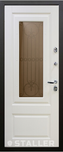 Входная дверь  Сталлер Боссика NEW, 960*2050, 93 мм, внутри мдф влагостойкий, покрытие Эмаль, цвет Эмаль слоновая кость RAL 9001