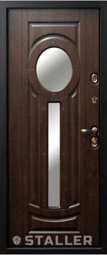 Входная дверь  Сталлер Сицилия мет. NEW, 960*2050, 93 мм, внутри мдф влагостойкий, покрытие Vinorit, цвет Дуб темный