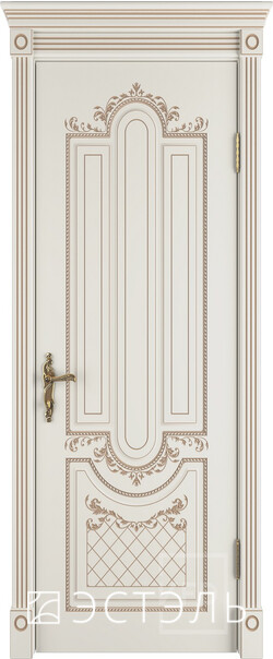 Межкомнатная дверь  Эстель люкс Александрия ДГ 3D, массив + МДФ, эмаль, 800*2000, Цвет: Слоновая кость эмаль, нет