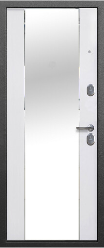 Входная дверь  Е-ТРЕЙД Тайга 7 см Зеркало Серебро, 860*2050, 68 мм, внутри мдф 8мм, покрытие пвх, цвет Эмалит белый