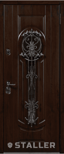 Входная дверь  Сталлер Сицилия мет. NEW, 960*2050, 93 мм, снаружи мдф влагостойкий, покрытие Vinorit, Цвет Дуб темный