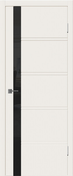 Межкомнатная дверь  Winter Бостон ДО, массив + МДФ, эмаль, 800*2000, Цвет: Слоновая кость эмаль, Lacobel черный лак
