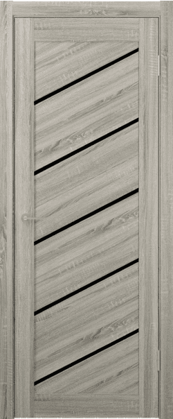 Межкомнатная дверь  STARK ST7 ДО, массив + МДФ, экошпон на основе ПВХ, 800*2000, Цвет: Сонома грей, Lacobel черный лак