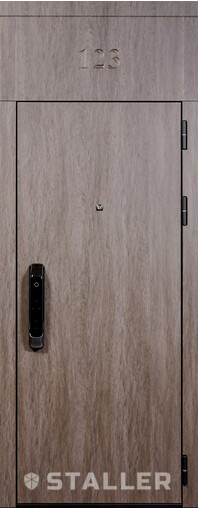 Входная дверь  Сталлер Гранд, 860*2050, 94 мм, снаружи мдф 16мм, покрытие пвх, Цвет ХардВуд дымчатый (MDP100)