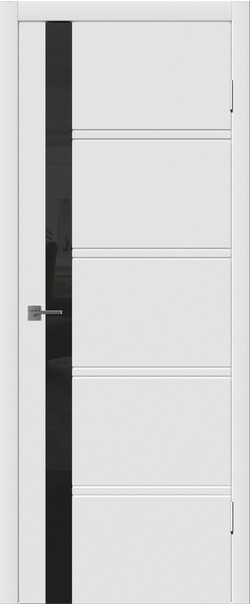 Межкомнатная дверь  Winter Бостон ДО, массив + МДФ, эмаль, 800*2000, Цвет: Белая эмаль, Lacobel черный лак