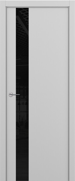 Межкомнатная дверь  ART Lite H3 ДО, массив + МДФ, эмаль, 800*2000, Цвет: Светло-серая эмаль RAL 7047, Lacobel черный лак