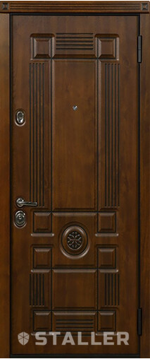 Входная дверь  Сталлер Рим, 860*2050, 93 мм, снаружи мдф влагостойкий, покрытие Vinorit, Цвет Дуб темный