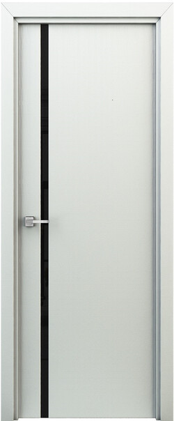 Межкомнатная дверь  Современные двери Соло ПО, МДФ, экошпон, 800*2000, Цвет: Белый, Полимерное стекло черное