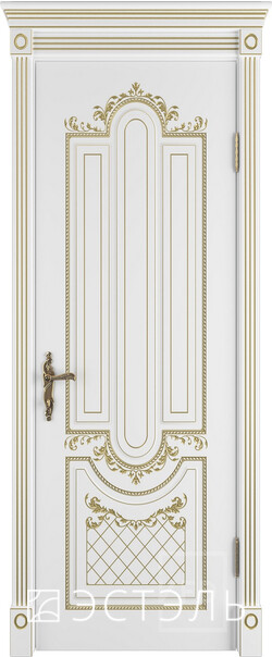 Межкомнатная дверь  Эстель люкс Александрия ДГ 3D, массив + МДФ, эмаль, 800*2000, Цвет: Белая эмаль, нет