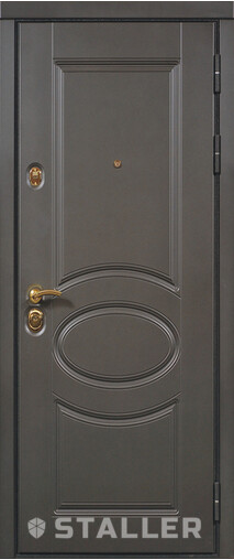 Входная дверь  Сталлер Венеция мет., 860*2050, 93 мм, снаружи мдф влагостойкий, покрытие Эмаль, Цвет Эмаль серая TSBR 7021