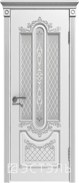 Межкомнатная дверь  Эстель люкс Александрия ДО, массив + МДФ, эмаль, 800*2000, Цвет: Белая эмаль, мателюкс матовое с рисунком