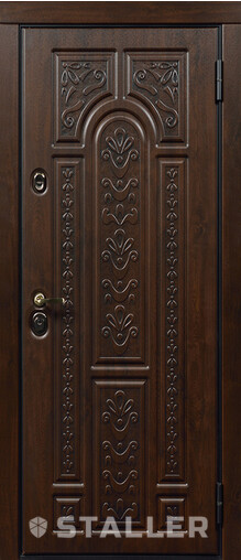 Входная дверь  Сталлер Тевере, 960*2050, 93 мм, снаружи мдф влагостойкий, покрытие Vinorit, Цвет Дуб темный