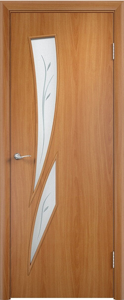 Межкомнатная дверь  Тип-С С2 ДО (ф)(Ю), массив + МДФ, финиш-плёнка, 800*2000, Цвет: Миланский орех, мателюкс матовое с фьюзингом