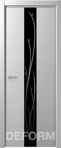 Межкомнатная дверь  DEFORM H H-4, массив + МДФ, экошпон (полипропилен), 800*2000, Цвет: Дуб французский сильвер, зеркало черное с рис.