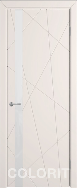 Межкомнатная дверь  COLORIT К5  ДО, массив + МДФ, эмаль, 800*2000, Цвет: Слоновая кость эмаль, Lacobel белый лак