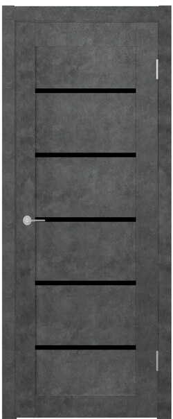 Межкомнатная дверь  STARK ST8 ДО, массив + МДФ, экошпон на основе ПВХ, 800*2000, Цвет: Бетон темный, Lacobel черный лак