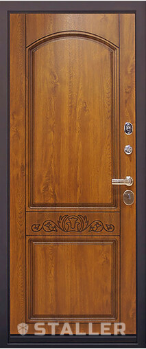 Входная дверь  Сталлер Милано мет., 960*2050, 93 мм, внутри мдф влагостойкий, покрытие Vinorit, цвет Дуб золотой