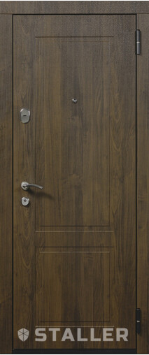 Входная дверь  Сталлер Бавария, 860*2050, 75 мм, снаружи мдф 8мм, покрытие Vinorit, Цвет Орех темный