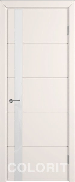 Межкомнатная дверь  COLORIT К4  ДО, массив + МДФ, эмаль, 800*2000, Цвет: Слоновая кость эмаль, Lacobel белый лак