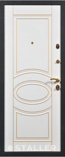 Входная дверь  Сталлер Венеция мет., 860*2050, 93 мм, внутри мдф влагостойкий, покрытие Эмаль, цвет Эмаль слоновая кость RAL 9001