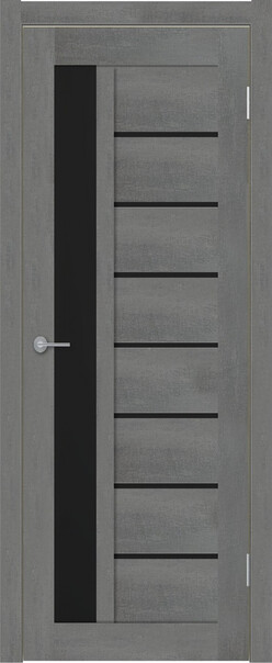 Межкомнатная дверь  TexStyle TS4 ДО, массив + МДФ, экошпон на основе ПВХ, 800*2000, Цвет: Лорэт графит, Lacobel черный лак