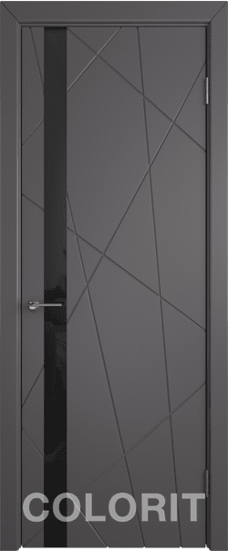 Межкомнатная дверь  COLORIT К5  ДО, массив + МДФ, эмаль, 800*2000, Цвет: Графит эмаль, Lacobel черный лак