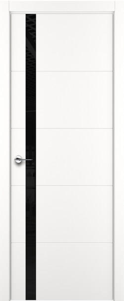 Межкомнатная дверь  ART Lite Groove ДО, массив + МДФ, эмаль, 800*2000, Цвет: Белая эмаль, Lacobel черный лак