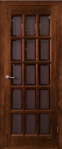 Межкомнатная дверь  Массив ольхи Шарден ДО, массив ольхи, лак, 800*2000, Цвет: Античный орех, мателюкс бронза фацет