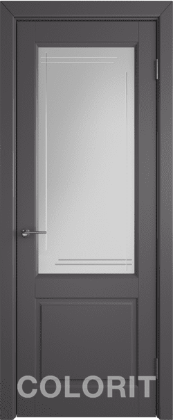 Межкомнатная дверь  COLORIT К1  ДО, массив + МДФ, эмаль, 800*2000, Цвет: Графит эмаль, мателюкс матовое с фрезеровкой полосы