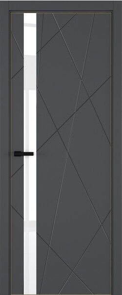 Межкомнатная дверь  ART Lite Chaos ДО, массив + МДФ, эмаль, 800*2000, Цвет: Темно-серая эмаль, Lacobel White Pure