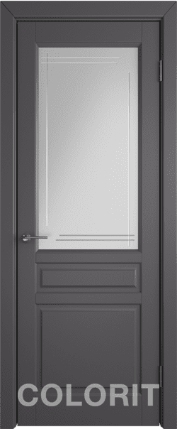 Межкомнатная дверь  COLORIT К2  ДО, массив + МДФ, эмаль, 800*2000, Цвет: Графит эмаль, мателюкс матовое с фрезеровкой полосы