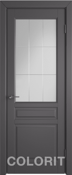 Межкомнатная дверь  COLORIT К2  ДО, массив + МДФ, эмаль, 800*2000, Цвет: Графит эмаль, мателюкс матовое с фрезеровкой решетка