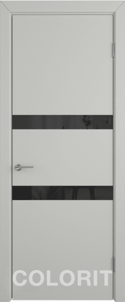 Межкомнатная дверь  COLORIT К6  ДО, массив + МДФ, эмаль, 800*2000, Цвет: Эмаль светло-серая, Lacobel черный лак