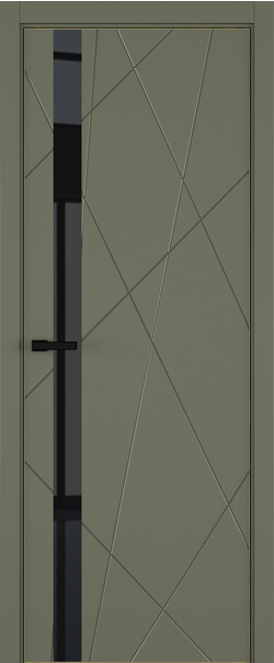 Межкомнатная дверь  ART Lite Chaos ДО, массив + МДФ, эмаль, 800*2000, Цвет: Оливковая эмаль, Lacobel черный лак