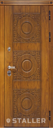 Входная дверь  Сталлер Милано мет., 960*2050, 93 мм, снаружи мдф влагостойкий, покрытие Vinorit, Цвет Дуб золотой