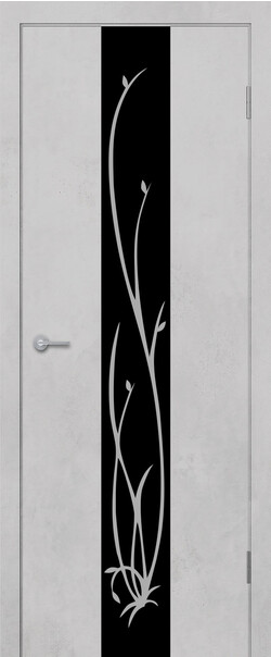 Межкомнатная дверь  STARK ST13 ДО, массив + МДФ, экошпон на основе ПВХ, 800*2000, Цвет: Бетон белый, Lacobel черный с рисунком