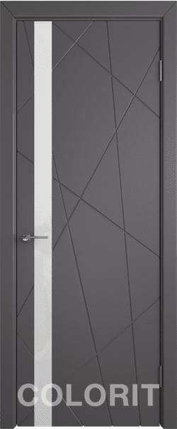 Межкомнатная дверь  COLORIT К5  ДО, массив + МДФ, эмаль, 800*2000, Цвет: Графит эмаль, Lacobel белый лак