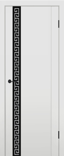 Межкомнатная дверь  Contur MX 13 ДО, массив + МДФ, экошпон (полипропилен), 800*2000, Цвет: Грей полипропилен, Lacobel черный с рисунком