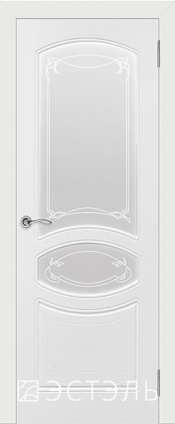 Межкомнатная дверь  Эстель Версаль эст. ДО, массив + МДФ, эмаль, 800*2000, Цвет: Белая эмаль, мателюкс матовое с рисунком