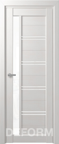 Межкомнатная дверь  DEFORM D D19 DEFORM ДО, массив + МДФ, экошпон на основе ПВХ, 800*2000, Цвет: Дуб шале снежный (лак), Lacobel белый лак