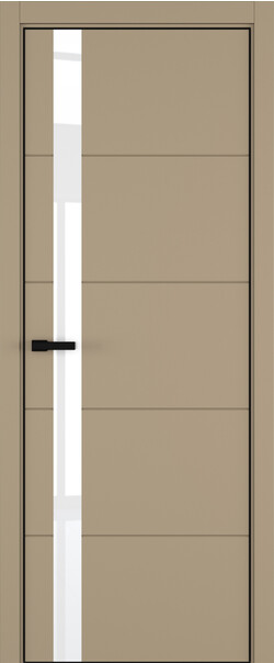 Межкомнатная дверь  ART Lite Groove ДО, массив + МДФ, эмаль, 800*2000, Цвет: Бежевая эмаль, Lacobel White Pure