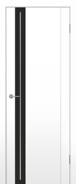 Межкомнатная дверь  Contur MX 12 ДО, массив + МДФ, экошпон (полипропилен), 800*2000, Цвет: Белый полипропилен, Lacobel черный лак