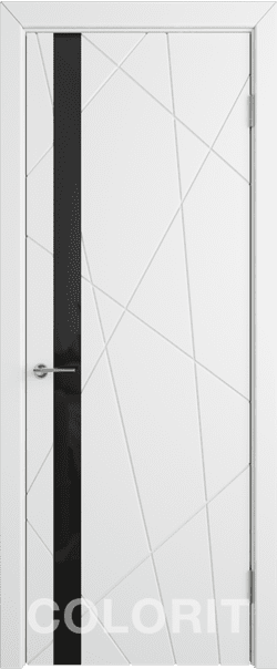 Межкомнатная дверь  COLORIT К5  ДО, массив + МДФ, эмаль, 800*2000, Цвет: Белая эмаль, Lacobel черный лак