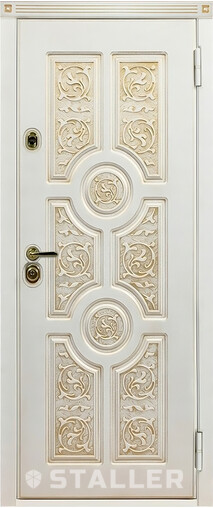 Входная дверь  Сталлер Версаче, 860*2050, 93 мм, снаружи мдф влагостойкий, покрытие Vinorit, Цвет Белый